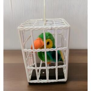Vintage 1983 Chosun Parrot Bird In Cage Shake Chirp Plush Stuffed Animal Plush